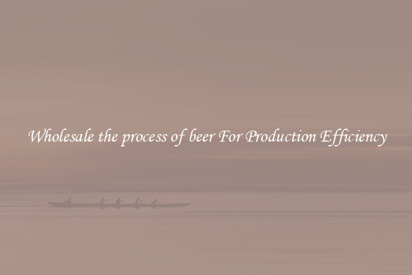 Wholesale the process of beer For Production Efficiency