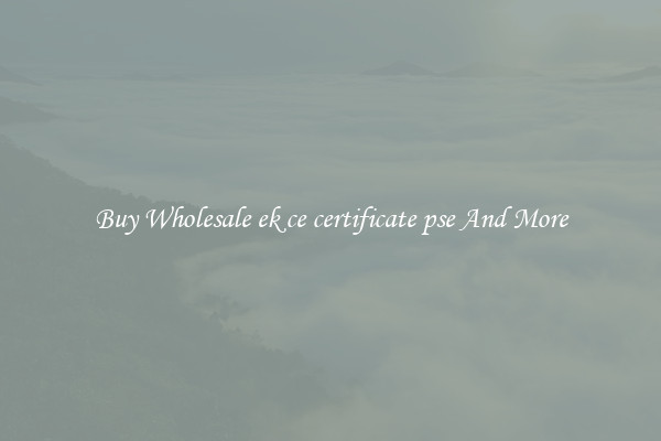 Buy Wholesale ek ce certificate pse And More