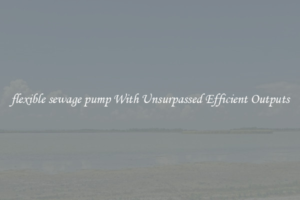 flexible sewage pump With Unsurpassed Efficient Outputs