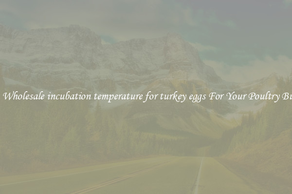 Get A Wholesale incubation temperature for turkey eggs For Your Poultry Business